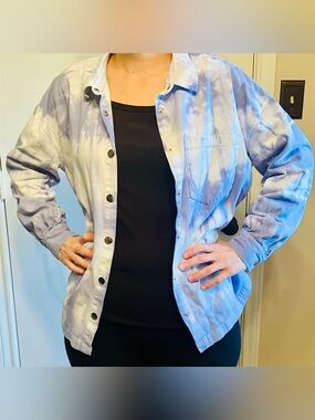Eggie by Jenn Im "Jeanne" Blue Tie Dye Oversized Denim Shacket Small